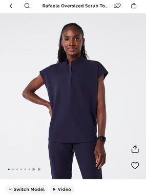 Figs Navy Rafaela Oversized Scrub Top